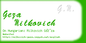 geza milkovich business card
